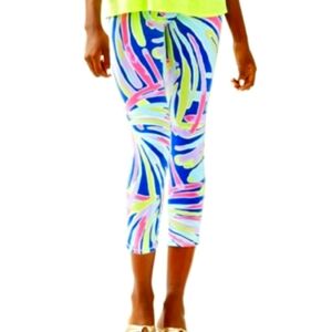 Lilly Pulitzer Luxletic Crop Leggings, Indigo Sea Dreamin, Small, EUC